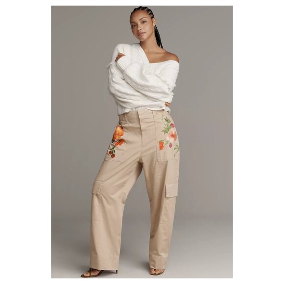 ANTHROPOLOGIE | Embroidered Cargo Pants | NWT - Picture 2 of 11